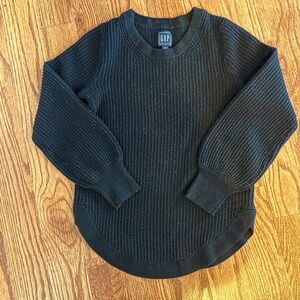 GAP Merino Wool Blend Waffle Knit Crewneck Sweater Pullover Black XS | Balloon
